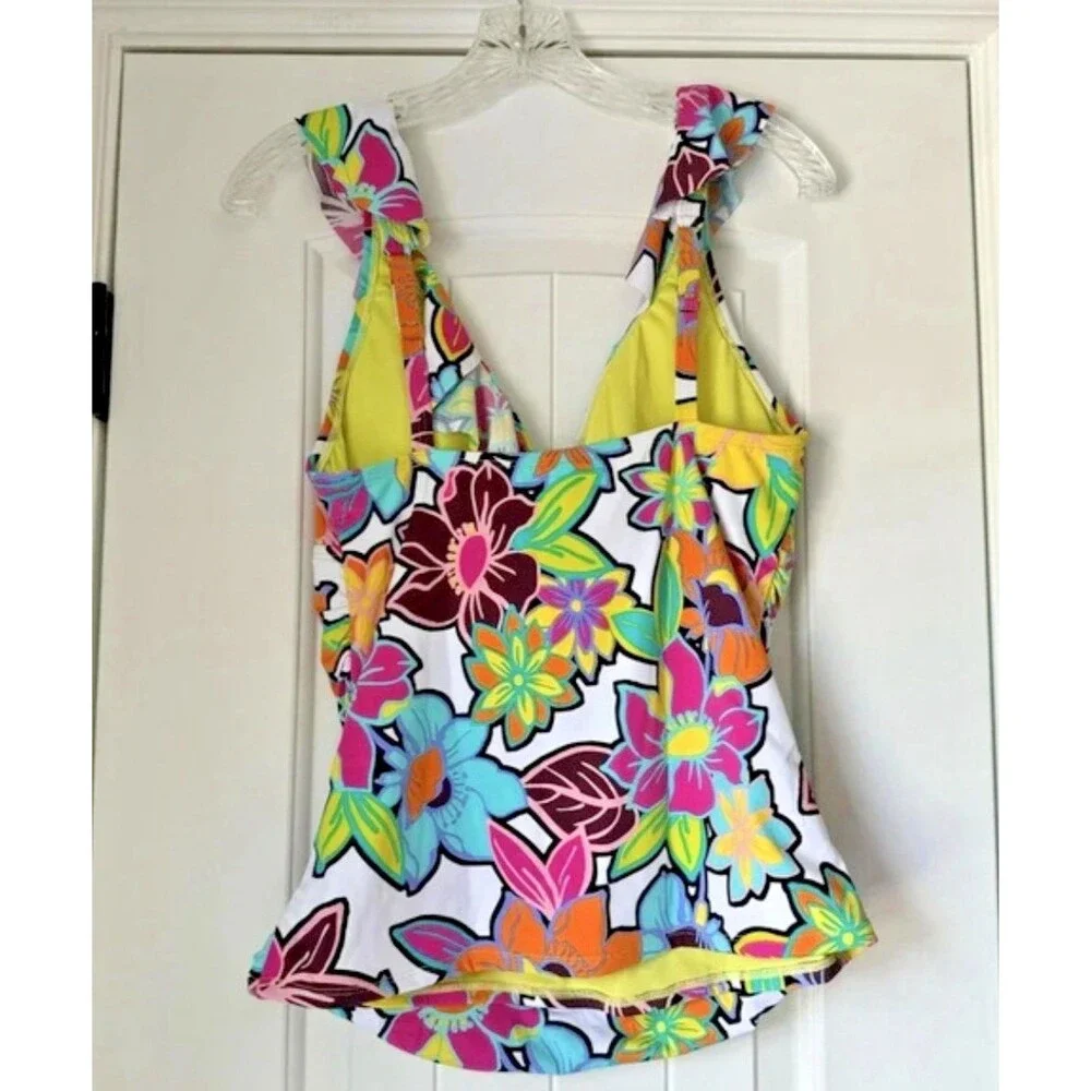 NWT Bleu Rod Beattie Color Crush Floral Tankini Top Hipster Bikini Bottom Sz 14 - Picture 8 of 12